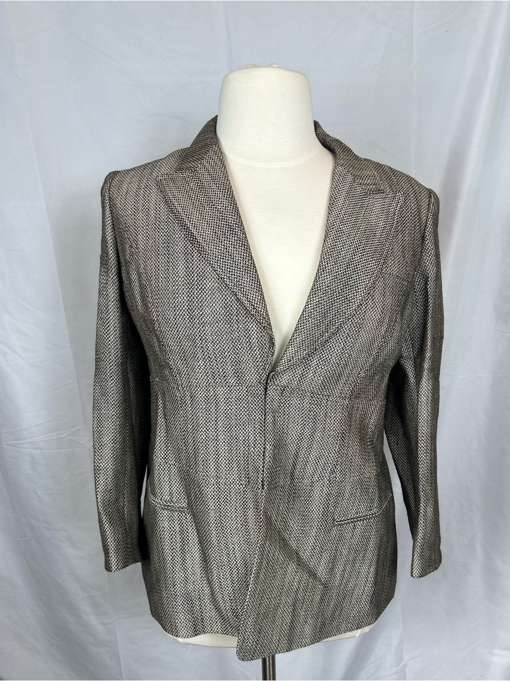 Lafayette 148 New York Gray Textured Notch Lapel Blazer